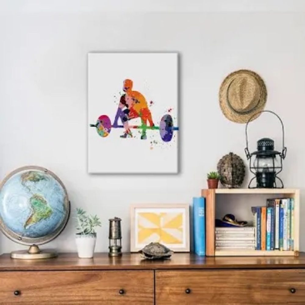 Home/Bedroom/Gym Decor Weightlifting Workout Art Canvas Print Wall Art